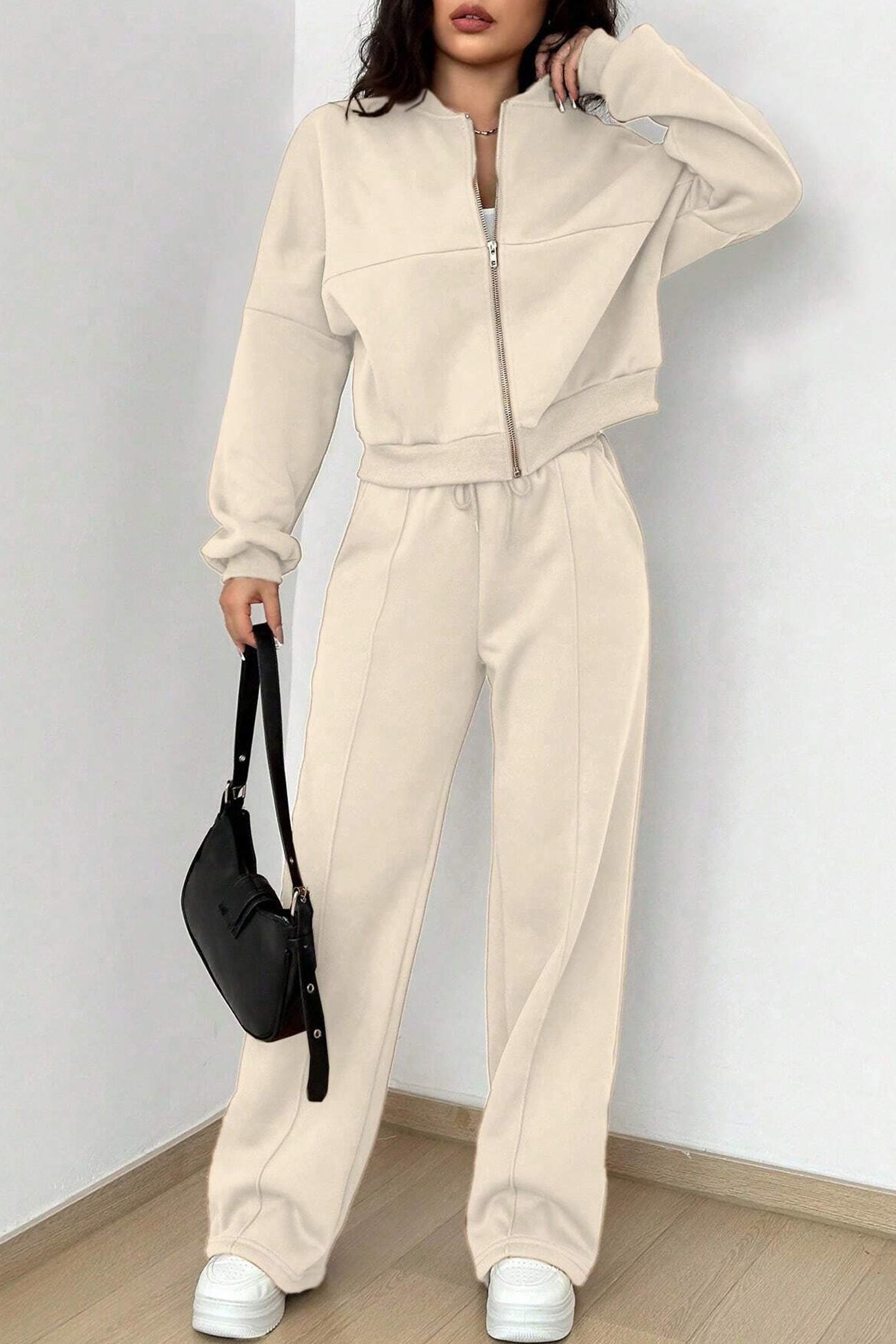 Maxct Zip-up Collarless?Cardigan Pants Set