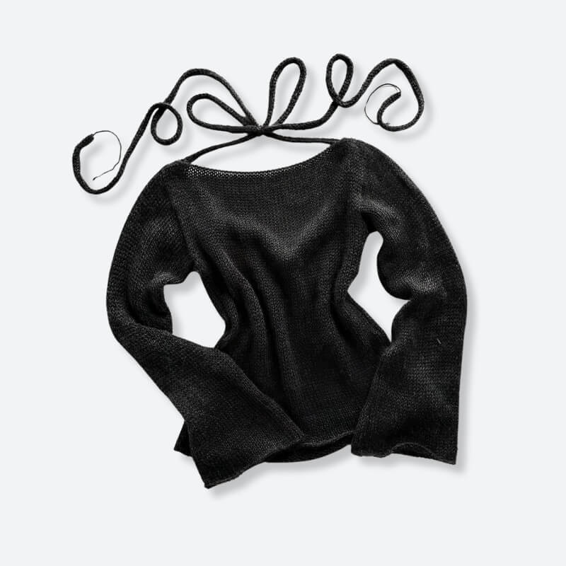 Maxct &Flare Sleeved Knit Backless Top