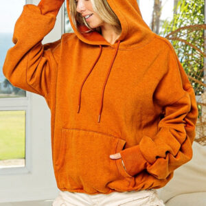 Maxct &BiBi Ruched Long Sleeve Washed Fleece Hoodie