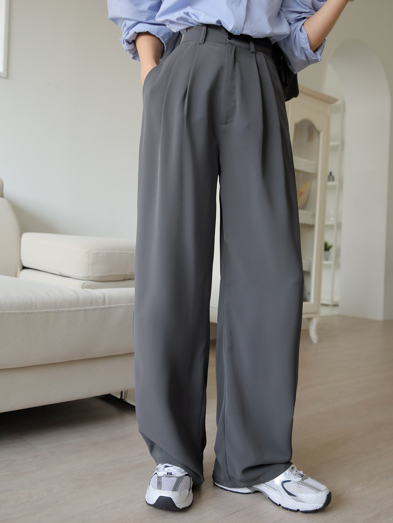 Maxct Fold Pleated Slant Pocket Pants