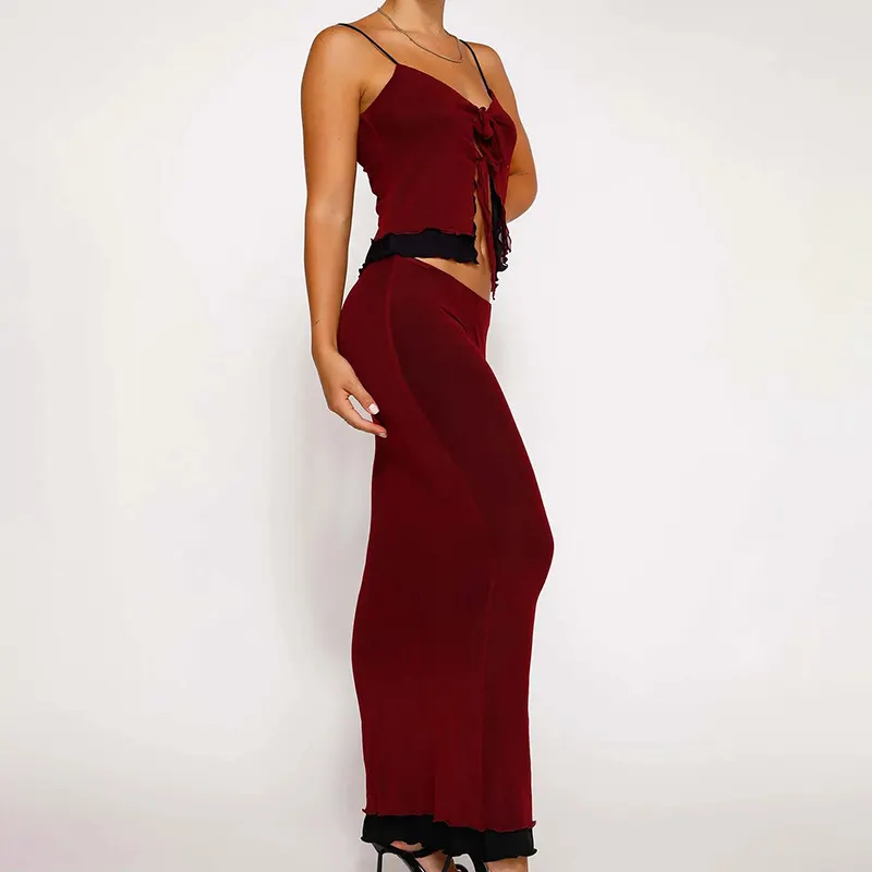 Maxct going out outfits New Strap Tube Top Two-Piece Women's Fashionable Sexy Backless Dress Suit