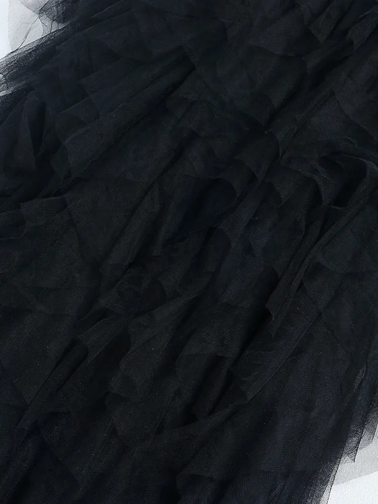 Lace Slit Tulle Dress Maxct
