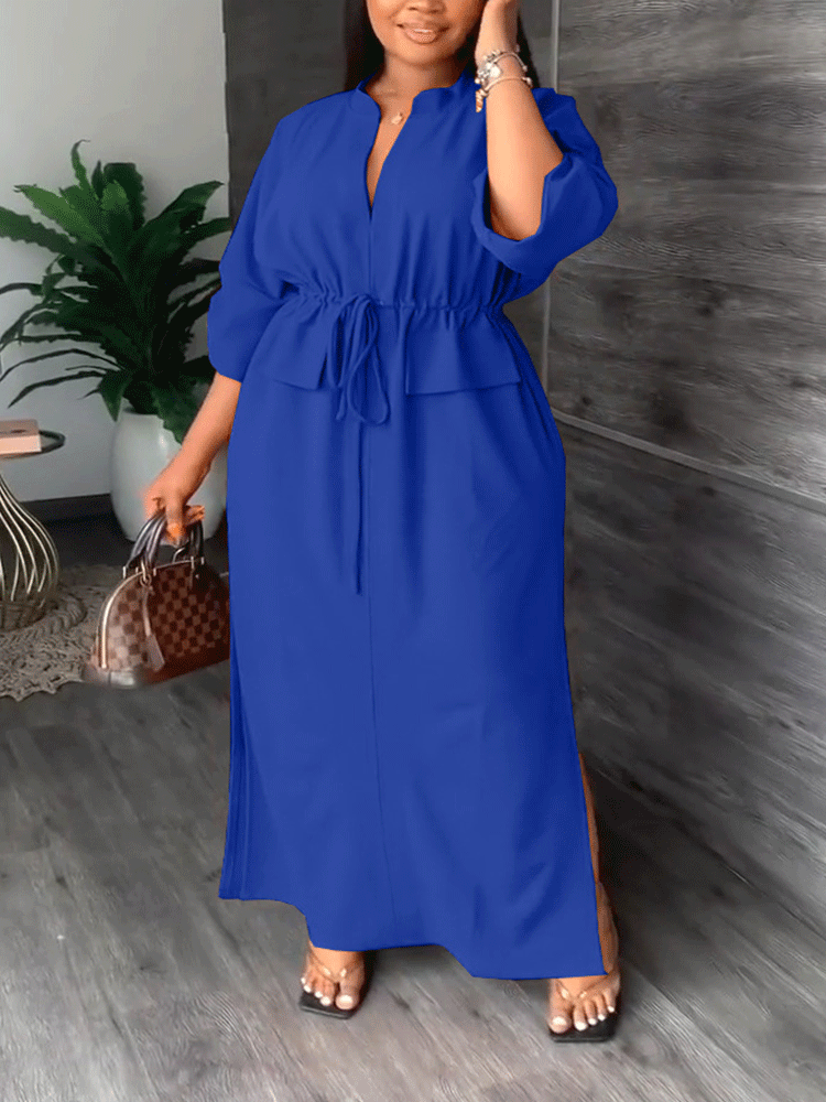 V Neck Waist Maxi Dress Maxct