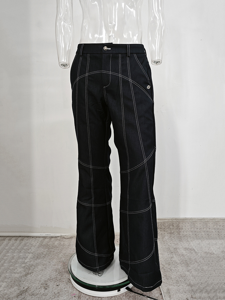 Oversize Stitch Denim Jacket & Wide-leg Stitch Denim Jeans Setup NA676