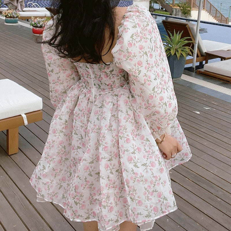 Rose Tea Reversible Mini Puff Dress Maxct