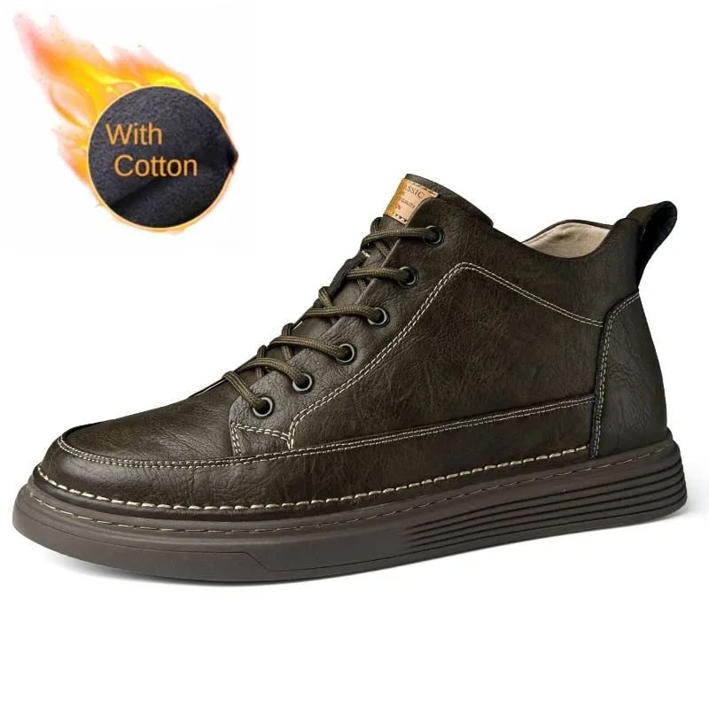 Leather Motorcycle Oxford Boots for Men Maxct