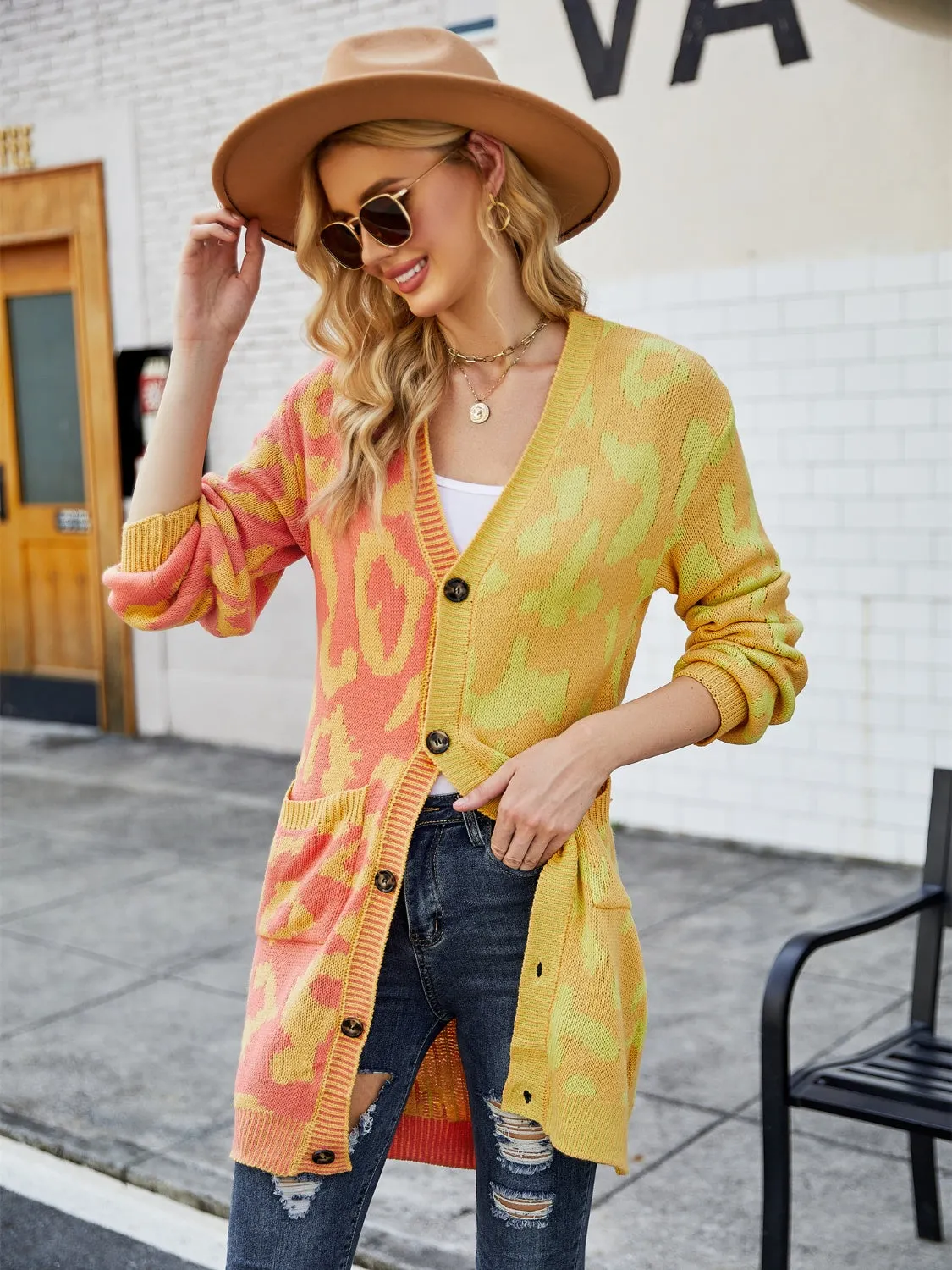 Maxct &Leopard Button Down Longline Cardigan