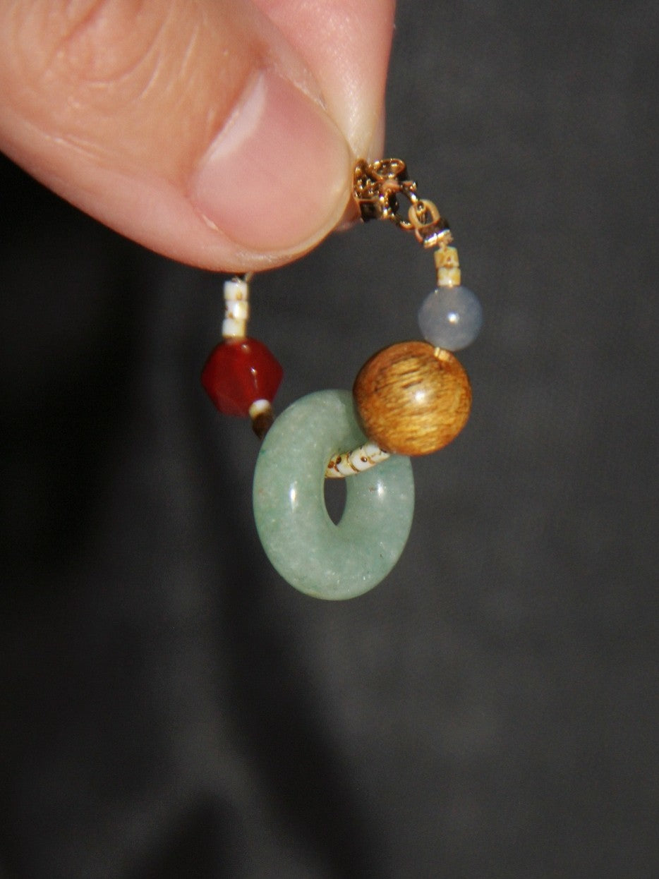 「Chinoiserie」Natural Jade Hoop Earrings