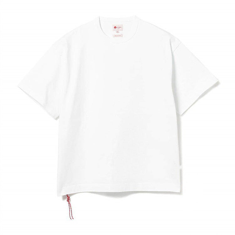 Maxct minimalist fashion men Japanese Style Heavy Cotton Men's round Neck Short Sleeve T-shirt Loose Red Rope Solid Color Bottoming Shirt Couple Half Sleeve Top