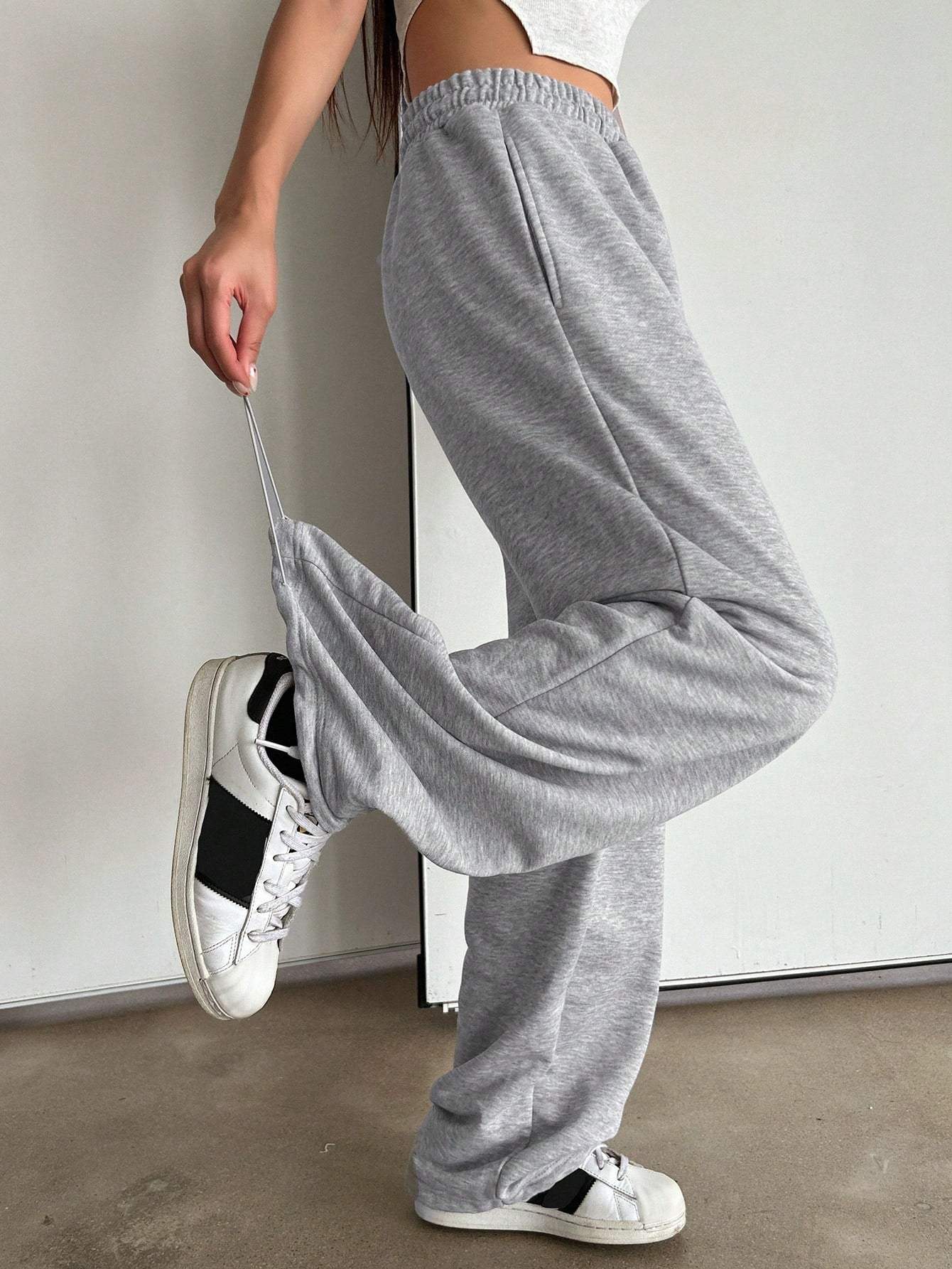 Maxct Ladies' Elastic Waist Drawstring Jogger Pants With Letter Print, Adjustable Cuffs
