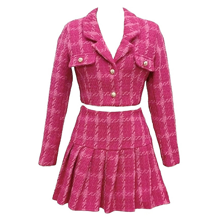 Y2K Pink Tweed Jacket & Skirt Co-Ord Maxct