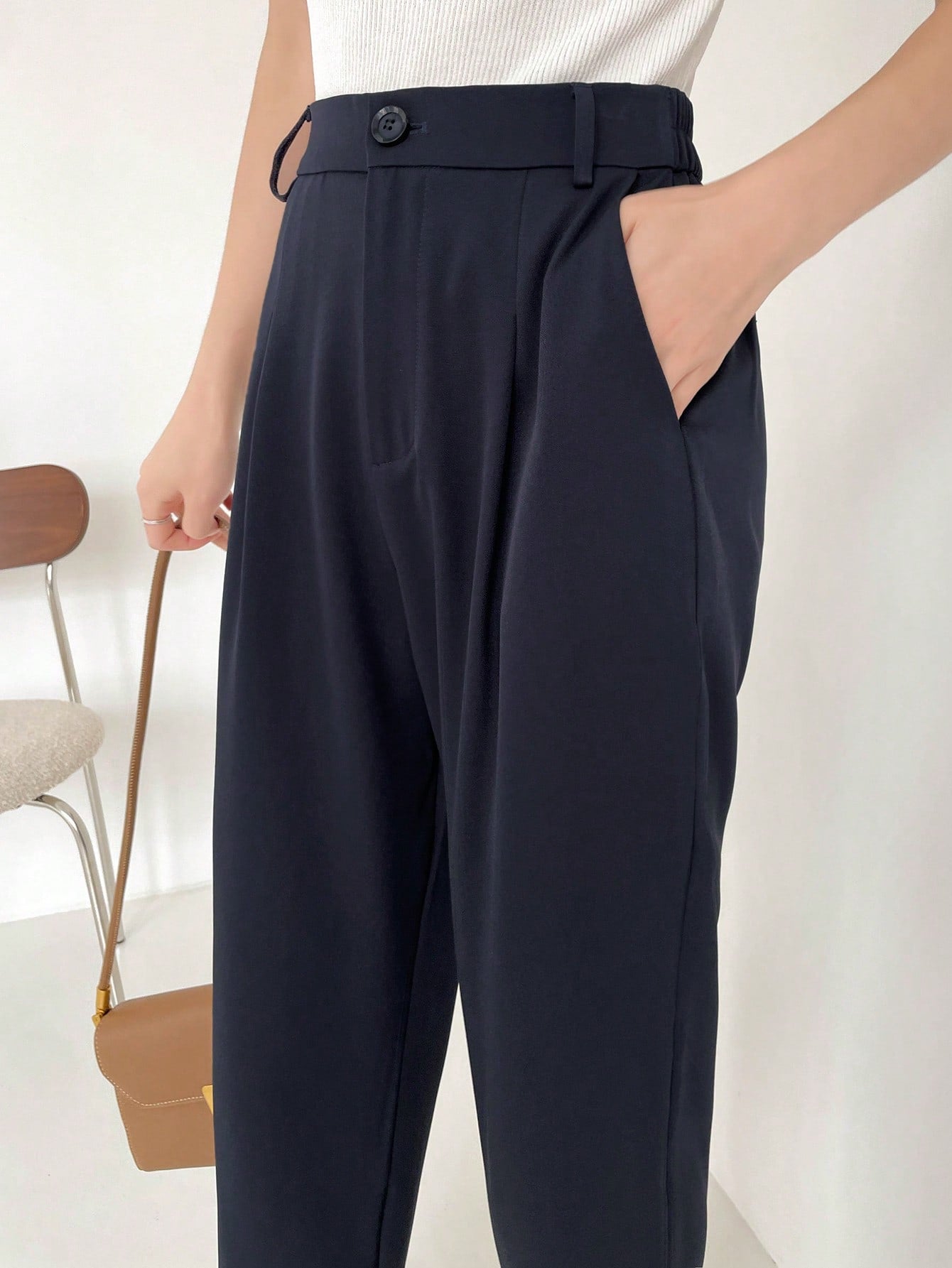 Maxct Solid Slant Pocket Suit Pants