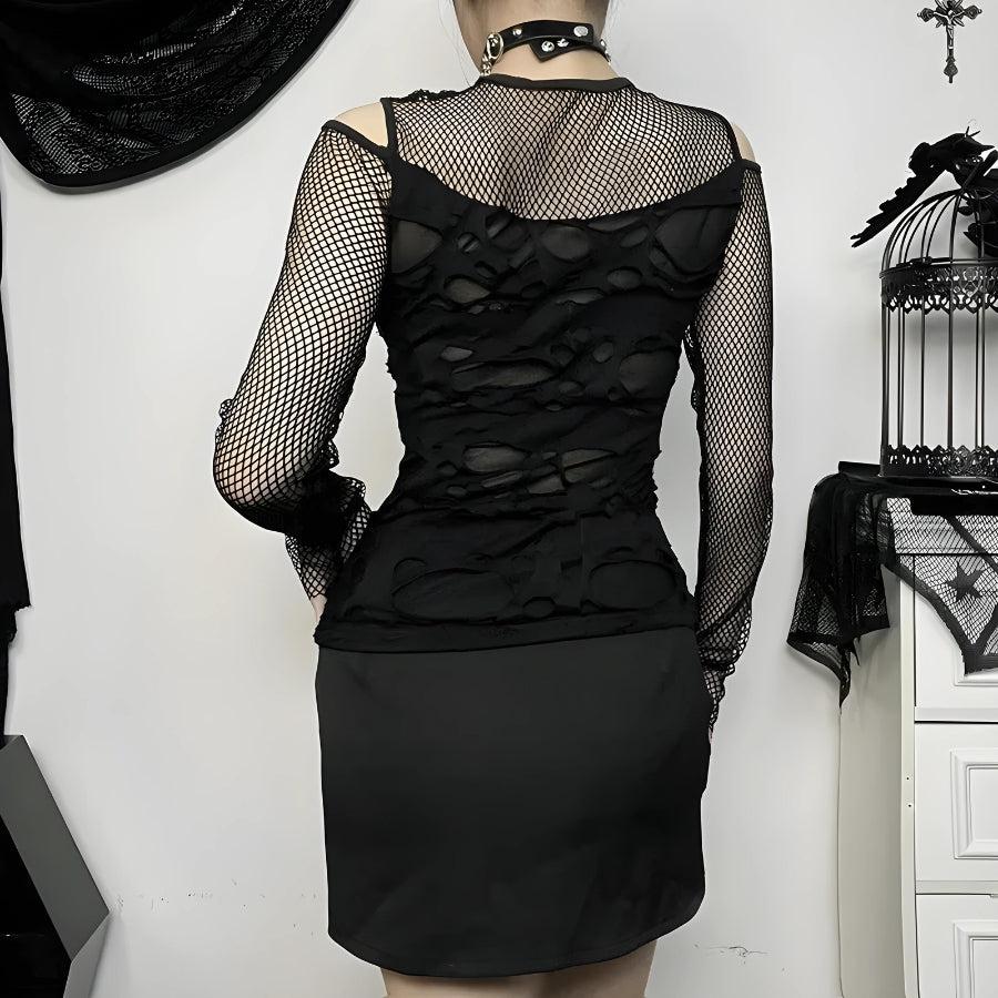Maxct &Goth Fishnet Ripped Top