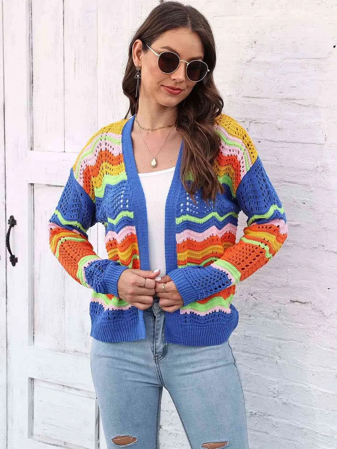 Maxct &Open Front Openwork Cardigan