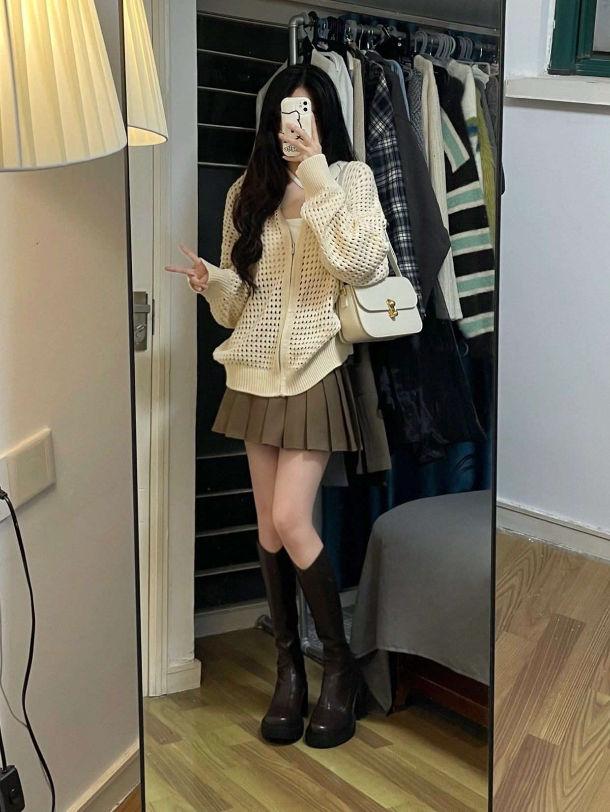 Maxct Knit All Over Cutout Hooded Cardigan