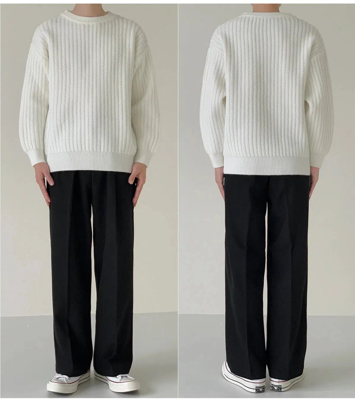 Maxct Solid Color Crew Neck Sweater