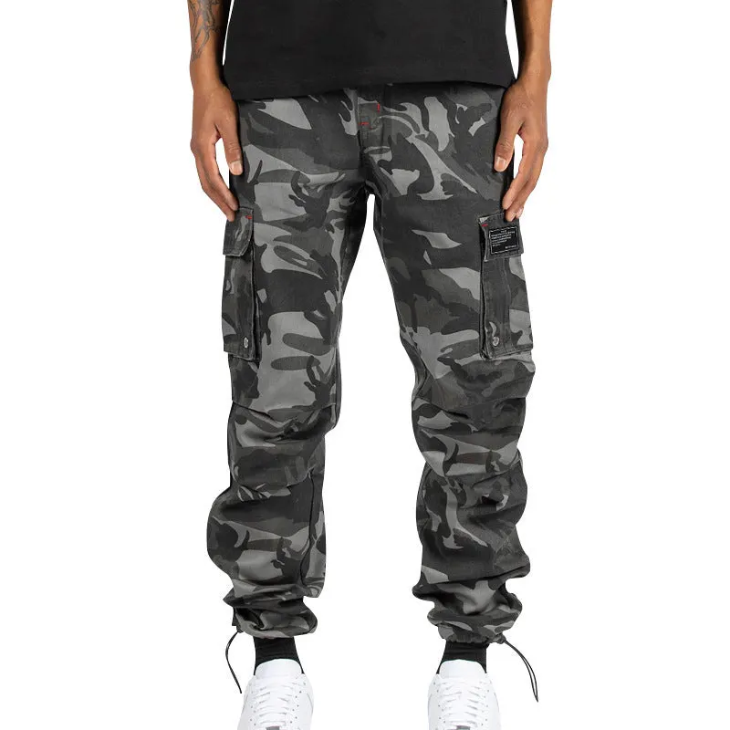 Maxct popular summer new men's  New woven fabric bundle multi-pocket solid color casual pants tooling trousers