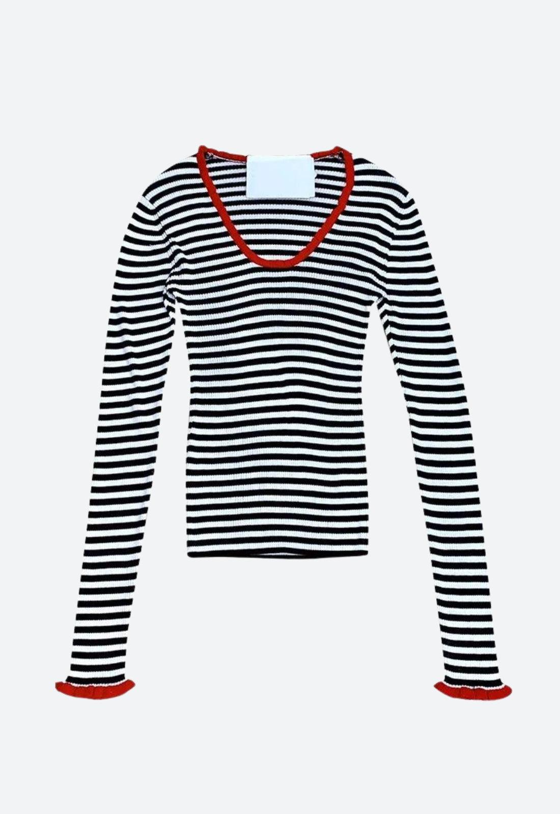 Maxct &Basic Striped Scoop Neckline Top