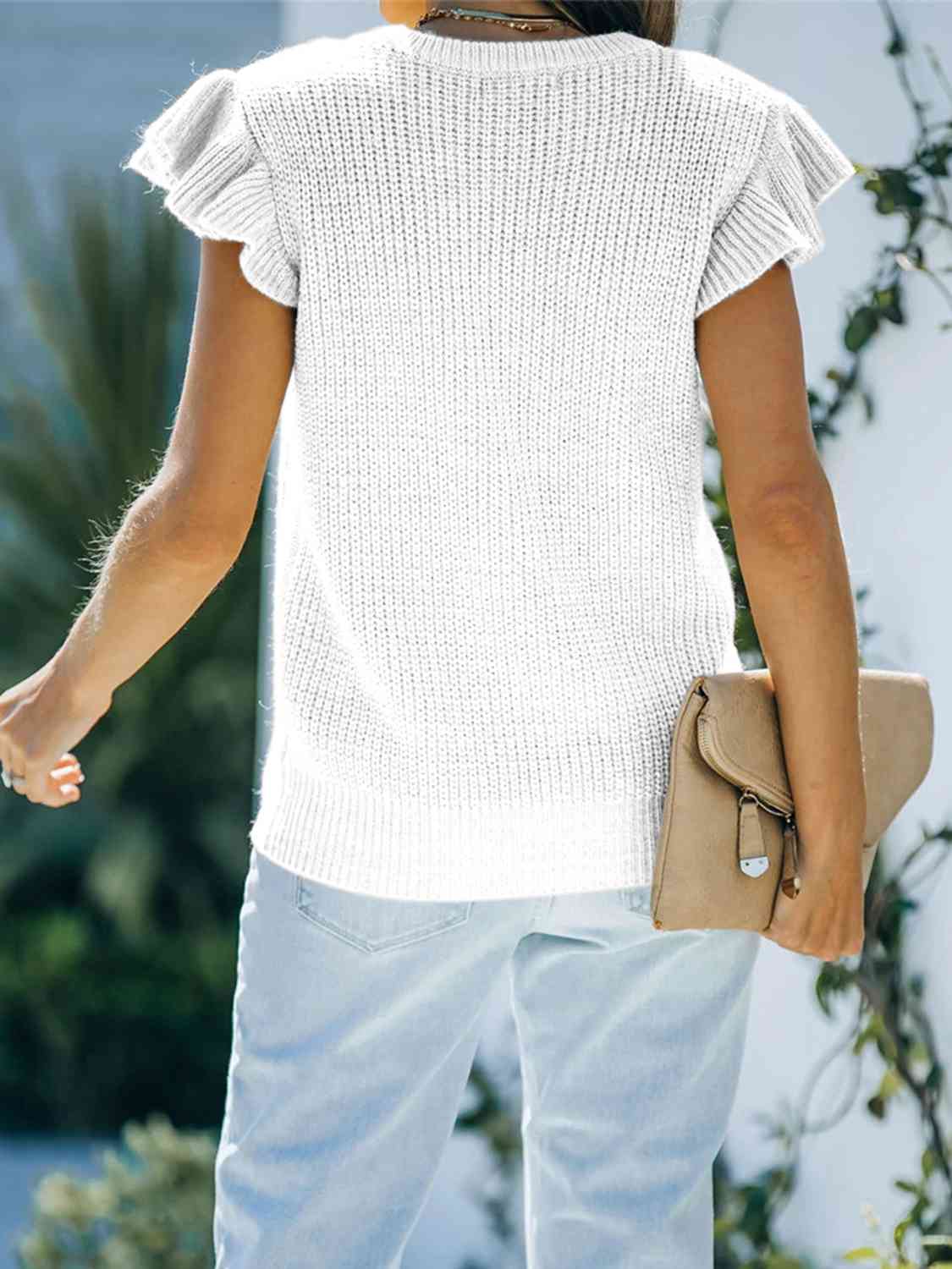 Maxct &Round Neck Cap Sleeve Sweater