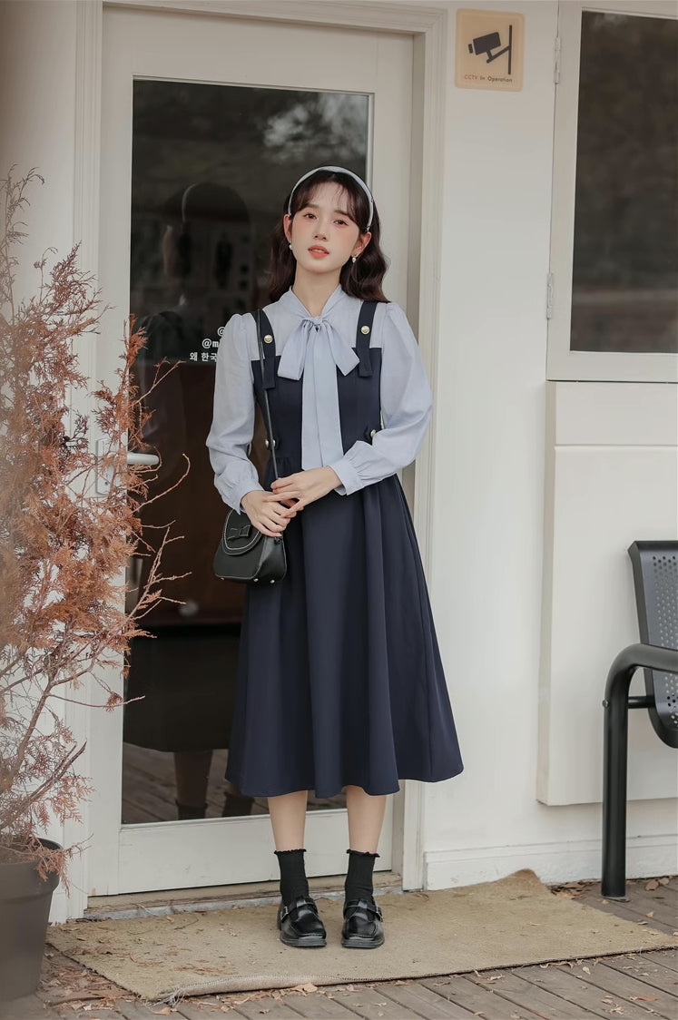 Tie Neck Twofer Midi Dress Maxct