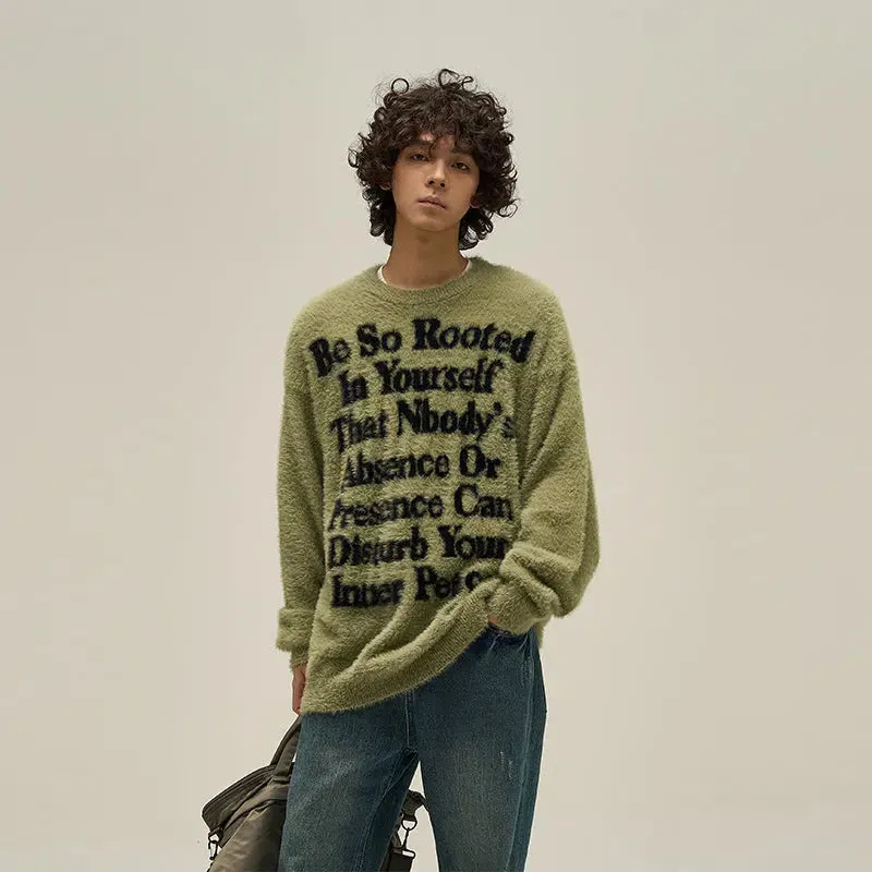 Maxct Letter Printed Furry Sweater