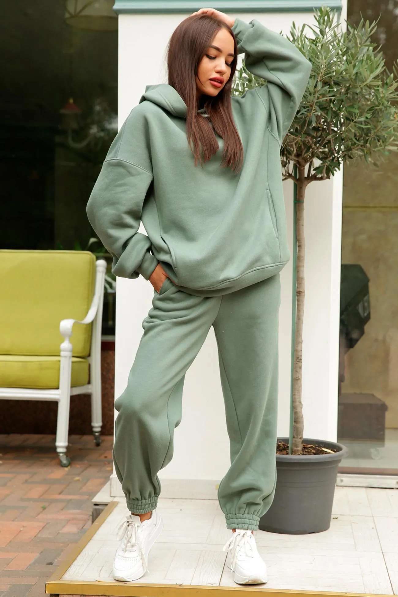 Maxct Pocketed Hoodie Elastic Waist Long Pants Set
