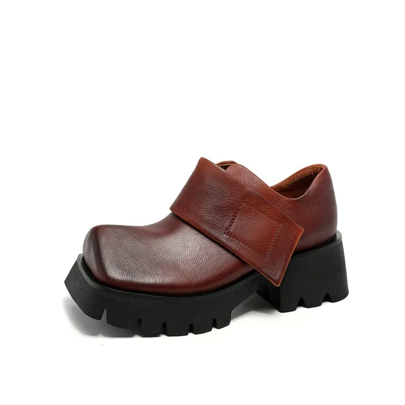 Square Toe Touch-strap Chunky Derby Shoes Maxct