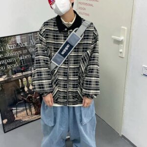 Jusho Plaid Zip Shirt Jacket Maxct