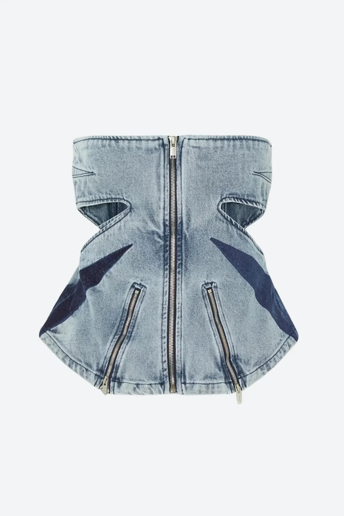 Maxct &Denim Cut Out Tube Top & Patch Jeans Two Piece Set