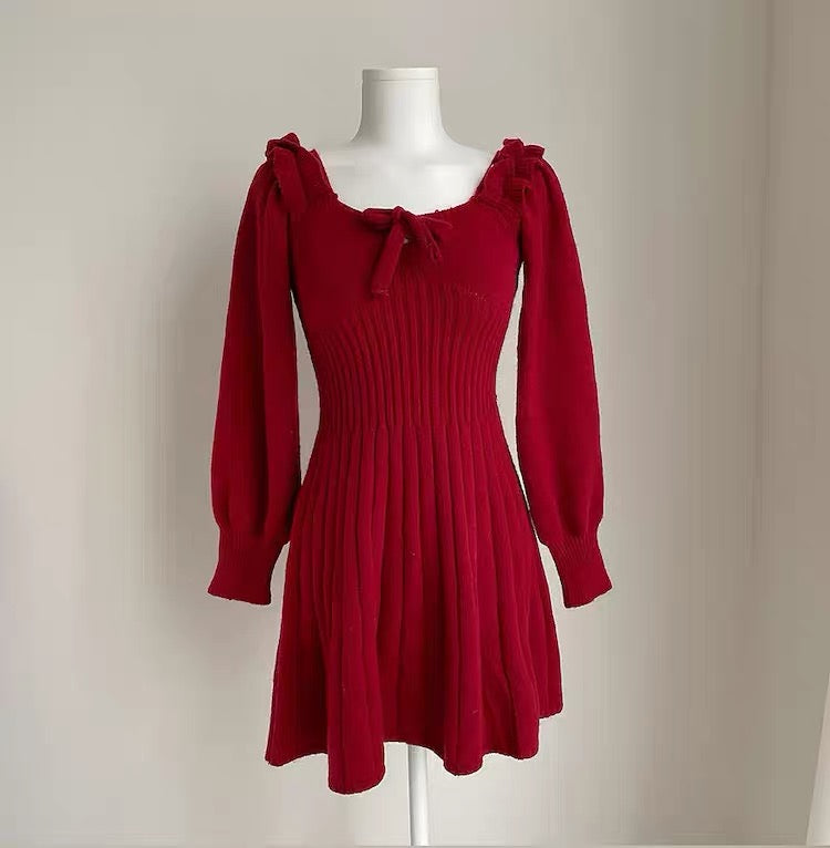 Ribbed Square Neck Mini Sweater Dress Maxct