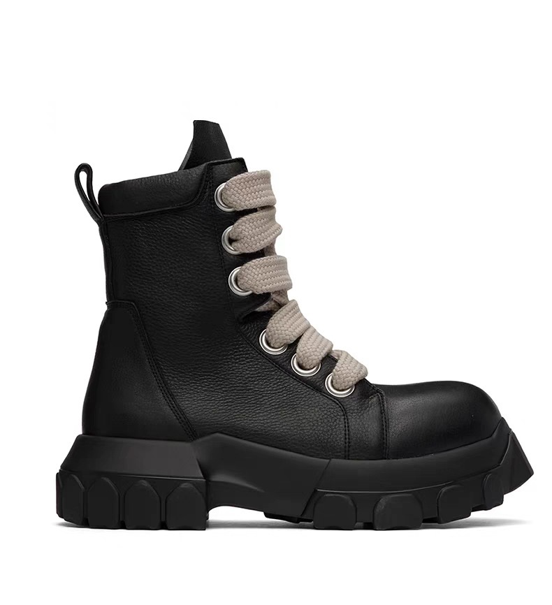 Style Cross-Tied Chunky Bottom Leather Men's British Ankle Boots