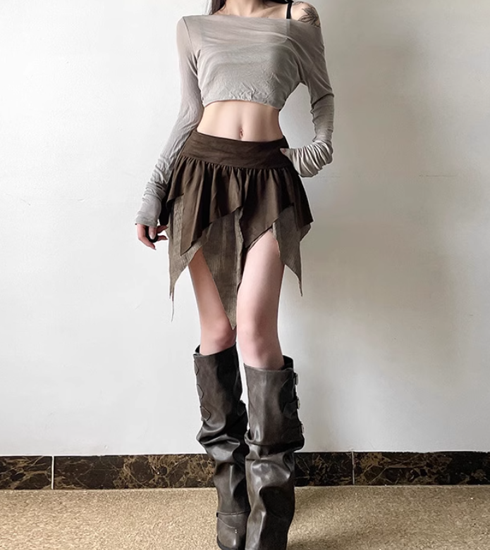 Asymmetric Ruffled Mini Skirt Maxct