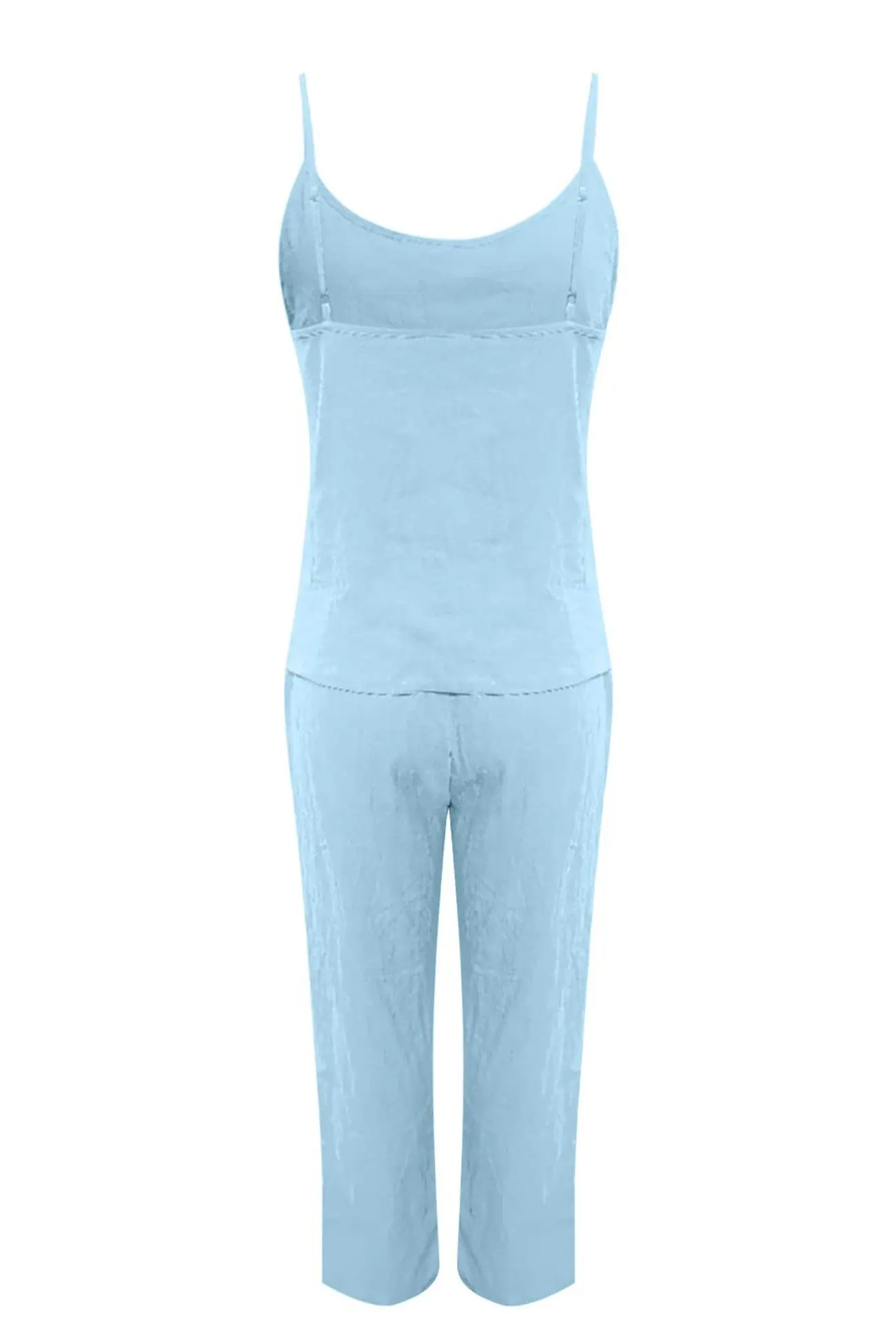 Maxct Solid Color Cotton Spaghetti Straps Long Pants Set
