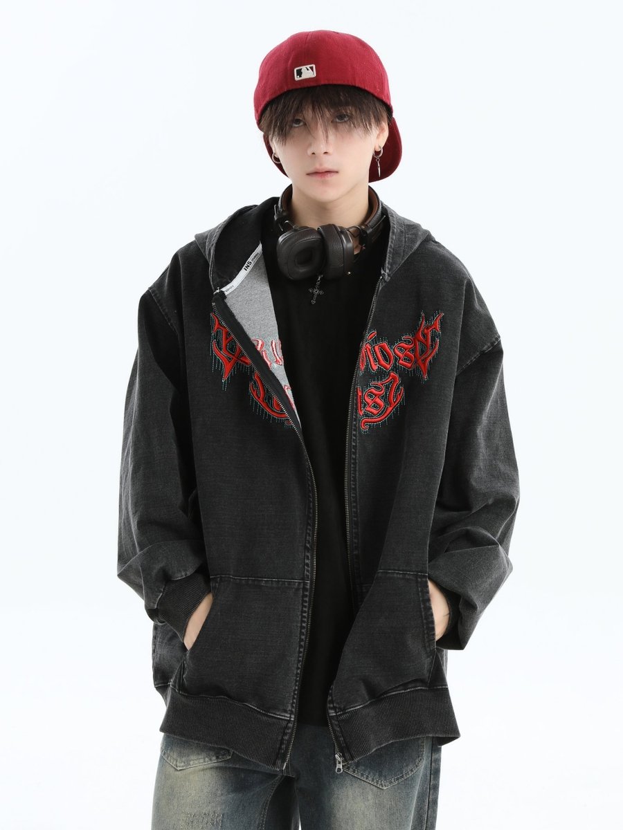 Maxct [Insstudios] Gothic Letter Logo Denim Jacket Na1631