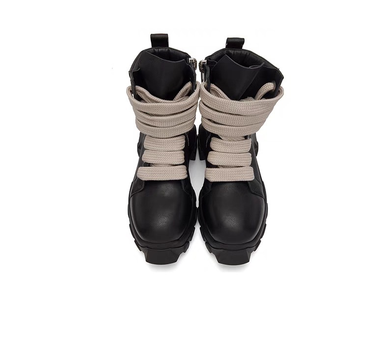 Style Cross-Tied Chunky Bottom Leather Men's British Ankle Boots