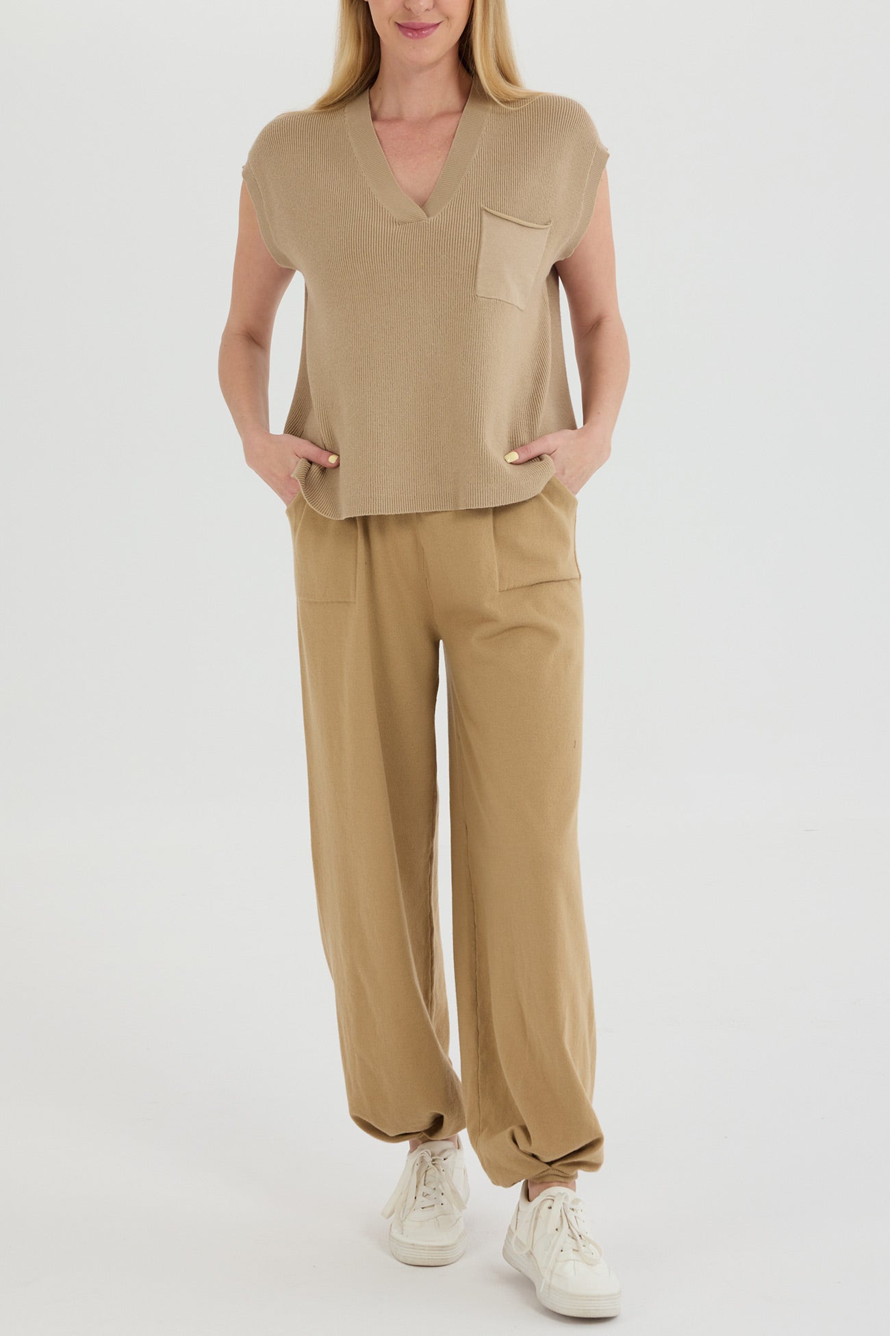 Maxct V Neck Knit Tank Top Pants Suits - Image 7