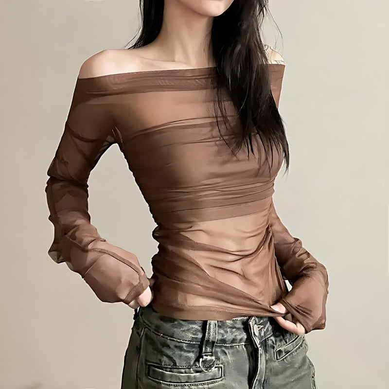 Maxct &Off Shoulder Mesh Top