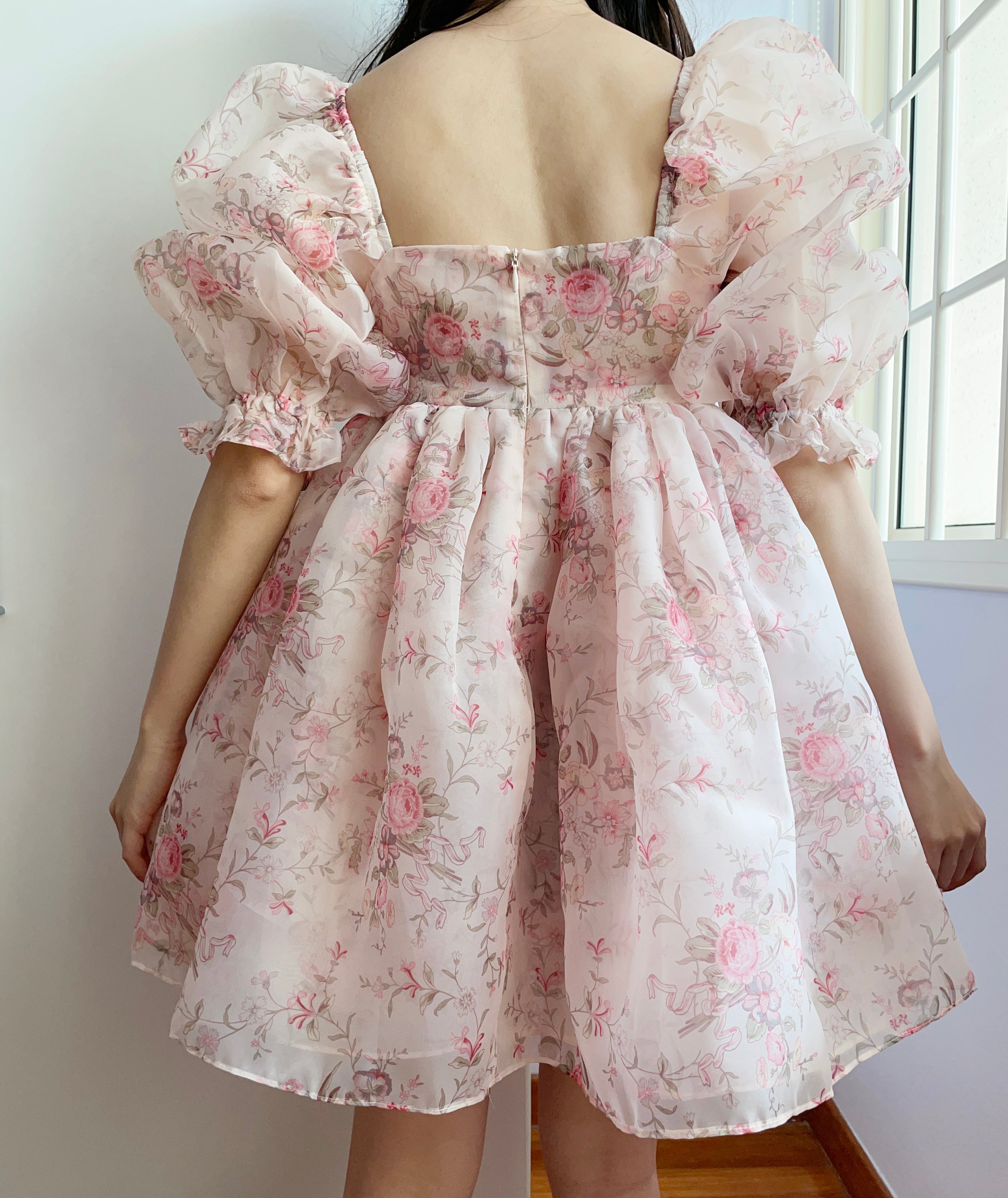 French Rose Mini Puff Dress Maxct