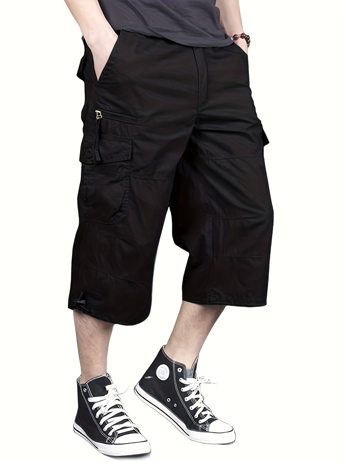 dunnmall  Maxct  Street Style Men's Casual Cargo Capris Jeans With Pocket, Men's Outfits