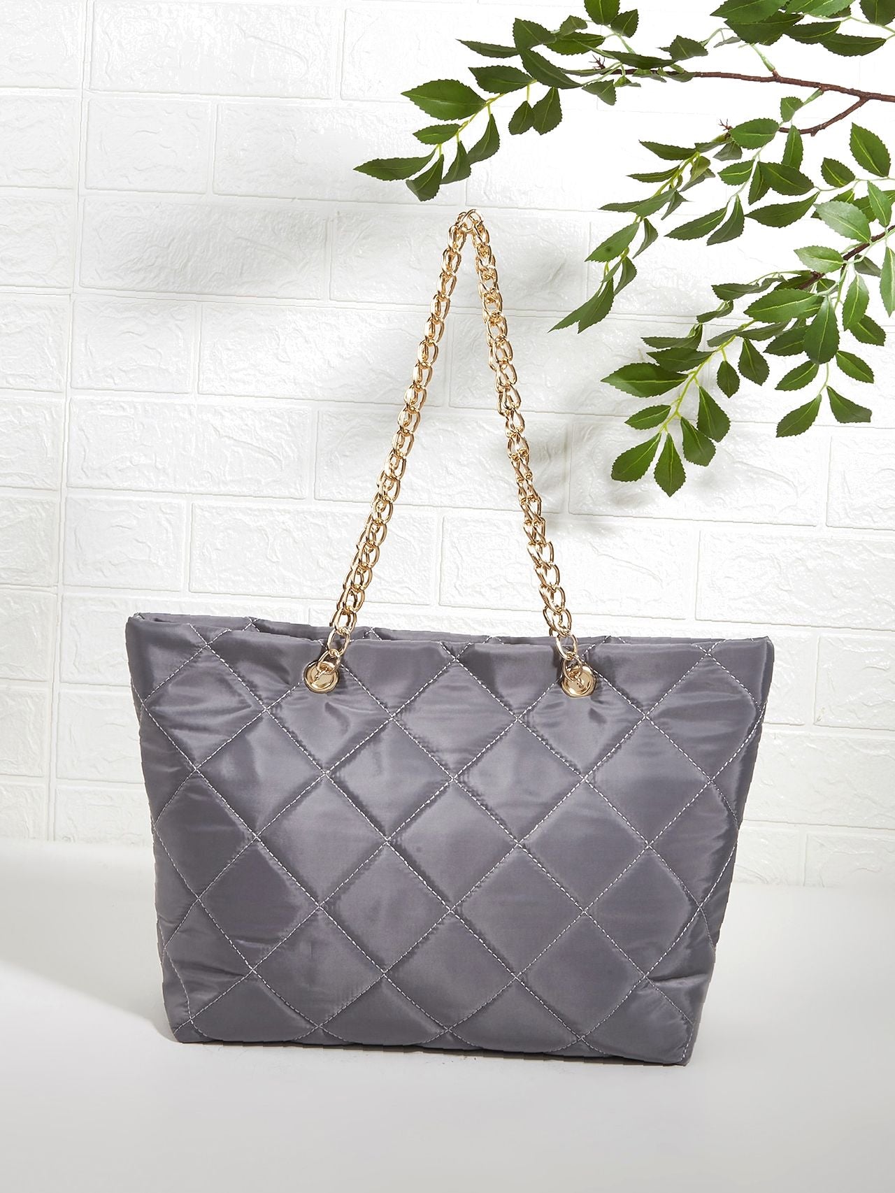 Maxct - Quilted Embossed Chain Shoulder Tote Bag  - Women Tote Bags