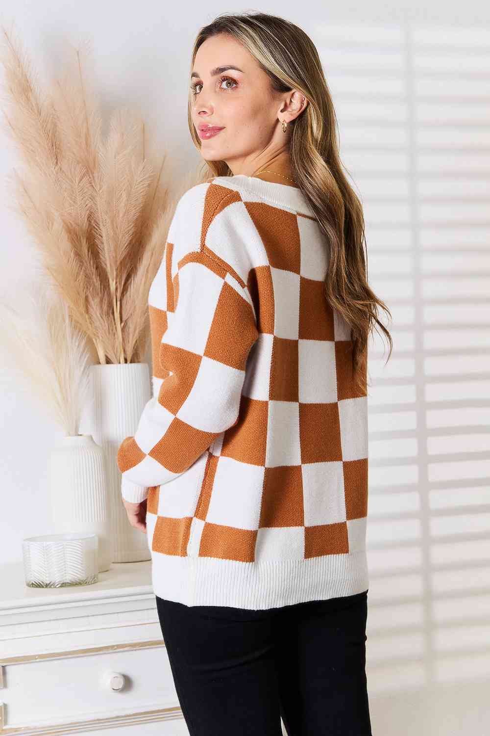 Maxct &Double Take Button-Up V-Neck Dropped Shoulder Cardigan