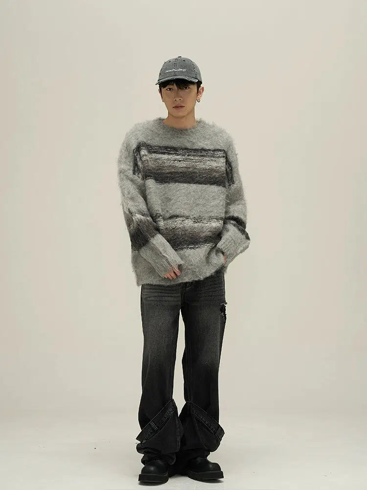 Maxct Striped Mohair Round Neck Sweater