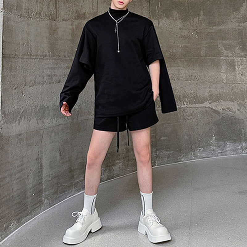 Maxct Multi-sleeve Sweatshirt and Shorts Two-piece Set