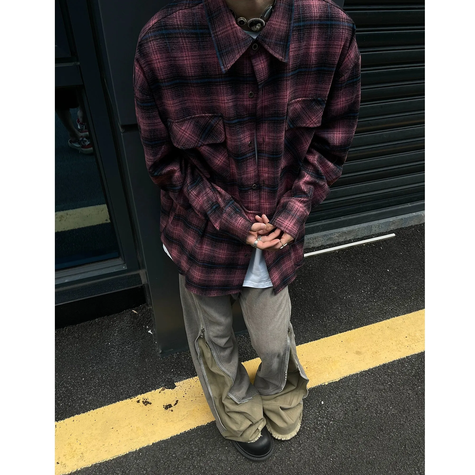DSTR Long Sleeves Plaid Shirt Maxct