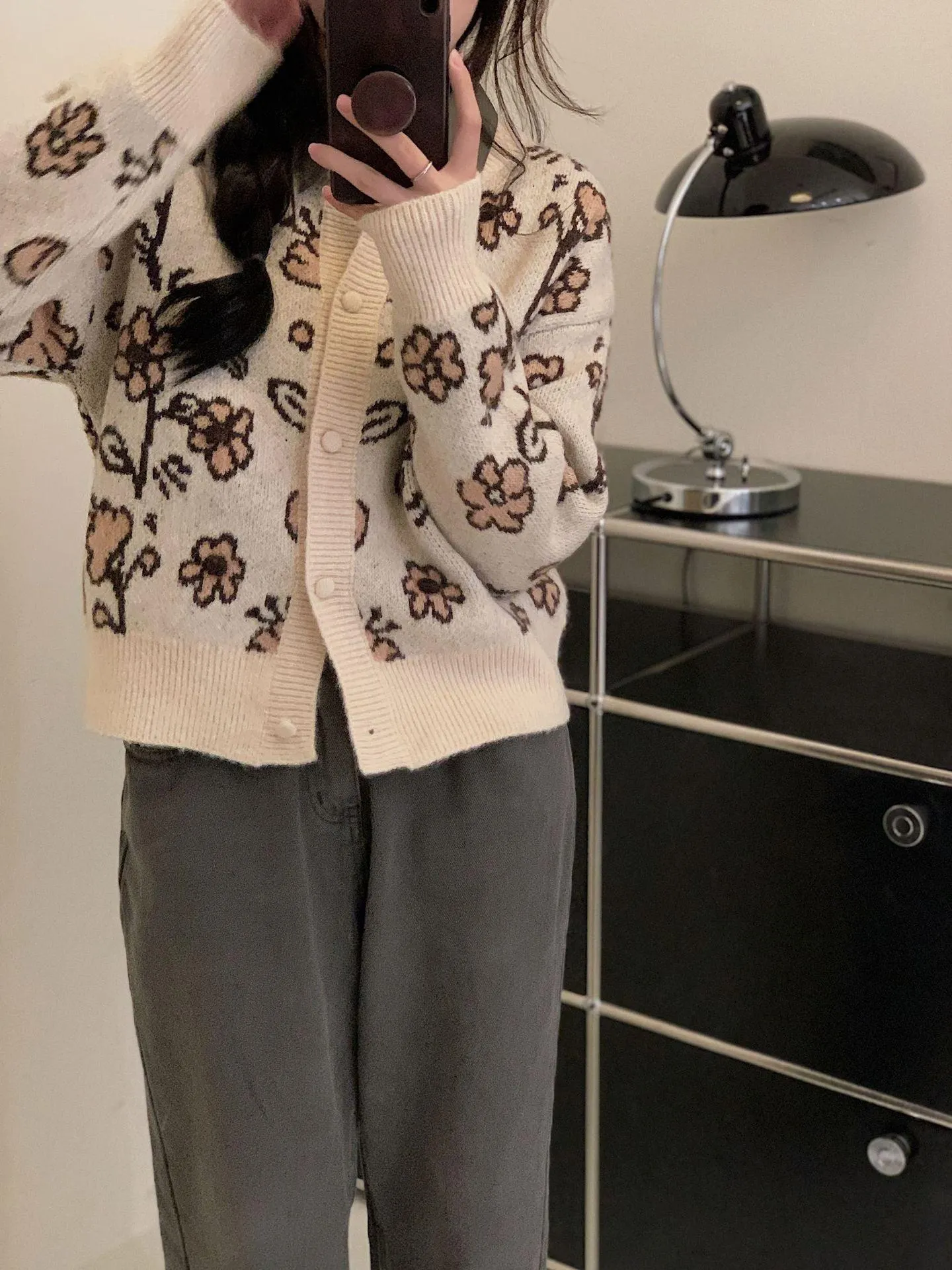 Maxct Vintage Crew Neck Long Sleeve Loose Sweater