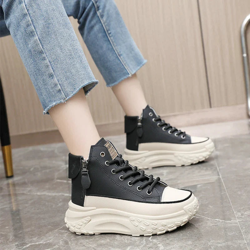 Comfort Elevated Luxury Fashion High-Top Platform Sneakers for Women Maxct