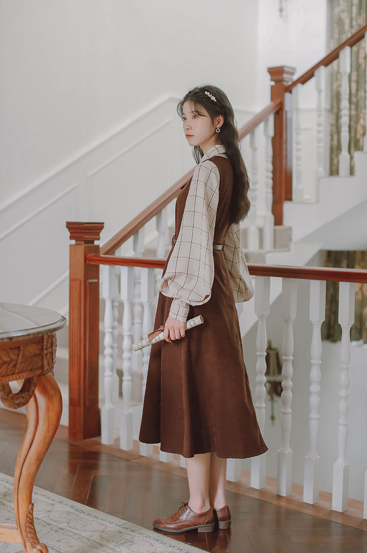 Button Up Suede Pinafore Dress Maxct