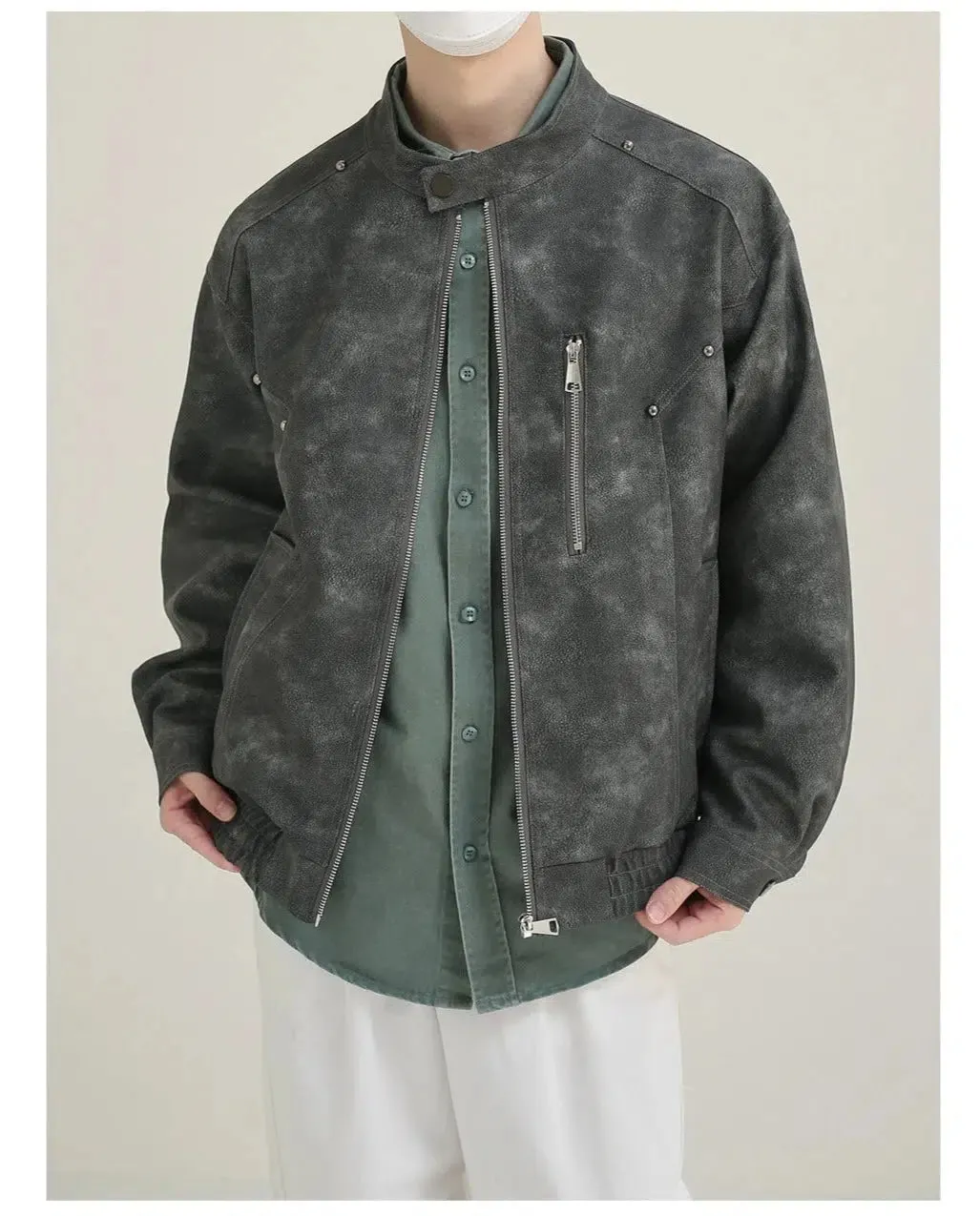 Maxct Retro Matte Leather Rivet Jacket