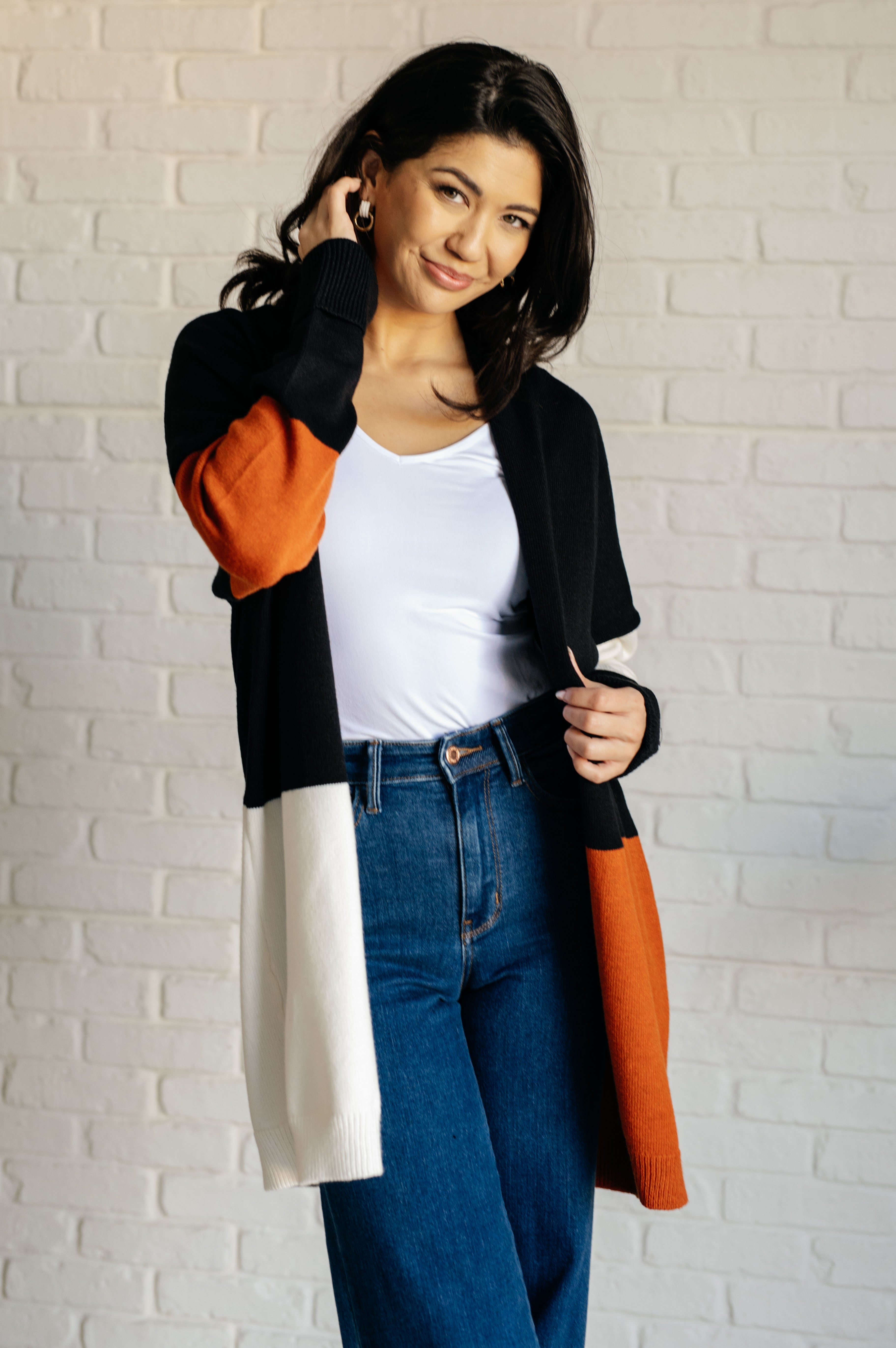 Maxct &Writer's Block Color Block Open Front Cardigan