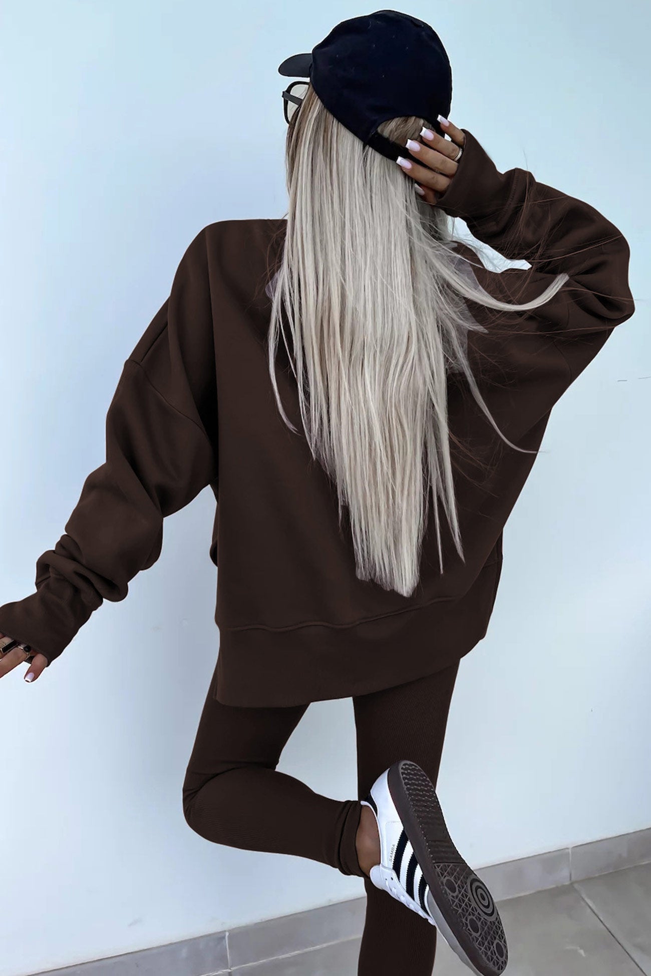 Maxct Crew Neck Slit Sweatshirt Legging Suits